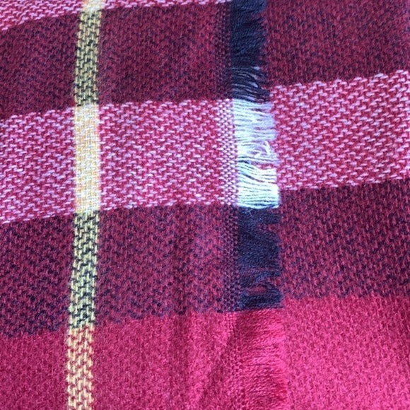 A&O 100% acrylic Red White Black Yellow Shawl Wrap Throw Plaid Print - Picture 5 of 8